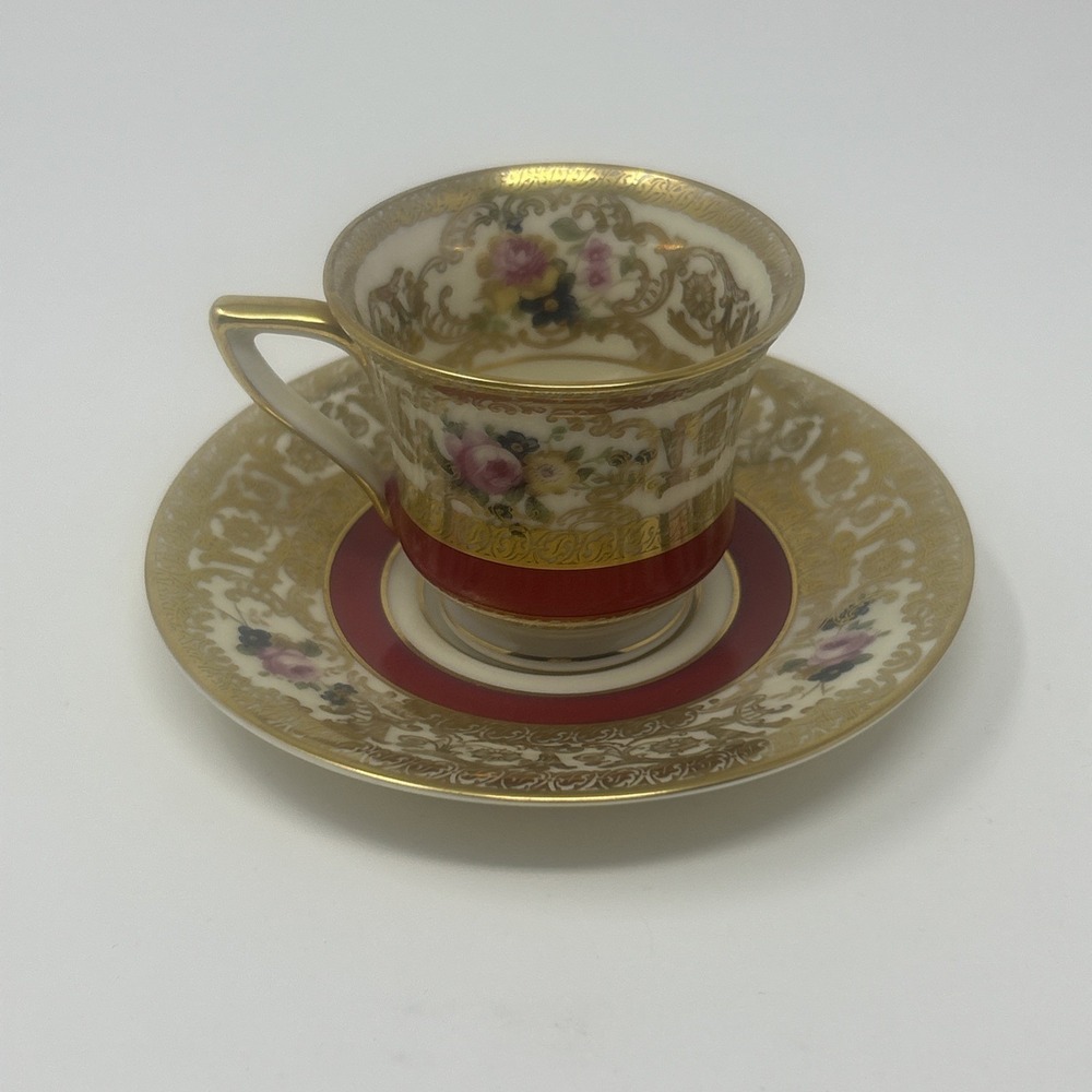 Vintage Bohemia Royal Ivory Demitasse Cup & Saucer Czechoslovakia Porcelain